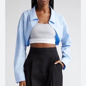 Alexander Wang Blue And Gray Cropped Shirt-Top
